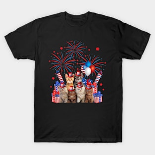 Independence Cat US American Flag Women Men 4th Of July Gift T-Shirt